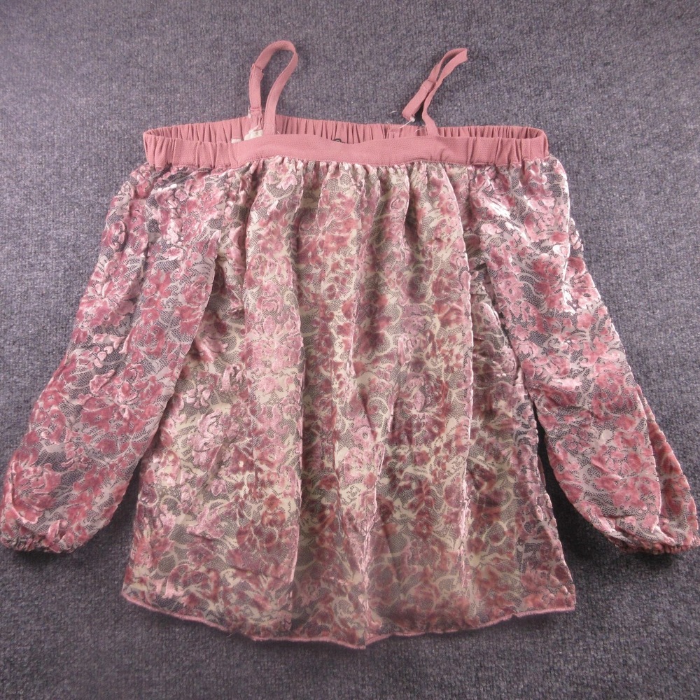 Jessica Simpson Blouse‎ Womens Small Pink Antique Flower Trisha Velvet NWT
